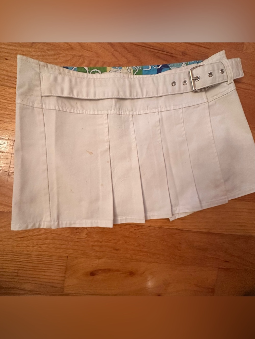 Rewind White Skirt with Multicolor Waistband Accents